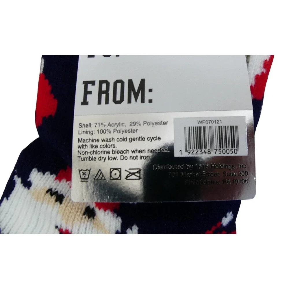 Warm & Snuggly Slipper Socks Womens OS Navy NWT Santa Snowflake Faux Fur Lined